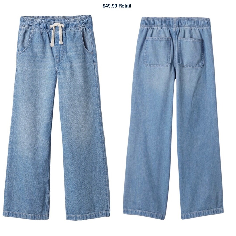 GAP Kids Easy Wide-Leg Pull-On Jean Size M(8) Medium Wash Denim Casual School
